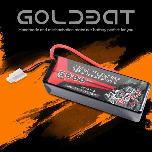 Miniatura 5 de GOLDBAT 11.1V 5000mAh 3S 50C LiPo RC Batería Hard Case Pack con T Conector para Emaxx Axial RC Coche Camión Buggy Vehículo