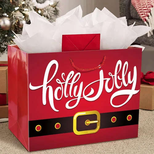 Miniatura 2 de Party Funny 12 bolsas de papel de regalo de Navidad extra grandes a granel con asas y 60 etiquetas de regalo de Navidad - 6 diseños, juego de sacos