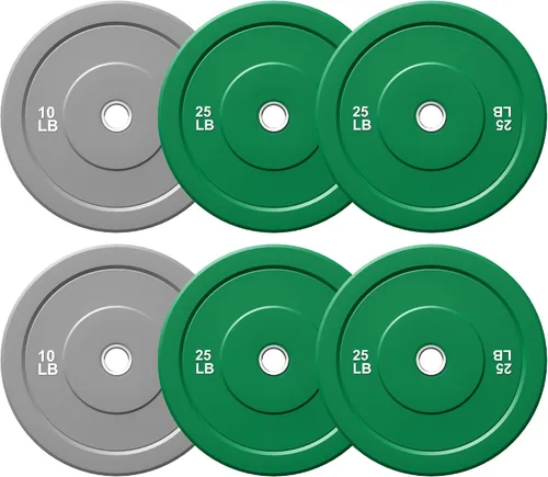 Miniatura 10 de Discos de Peso con Parachoques de Colores Discos de Peso Olímpicos de 2 Pulgadas, Juego de Discos de Peso de Goma de 10/15/25/35 lb