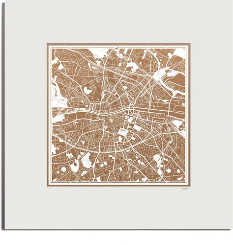 Miniatura 138 de O3 Design Studio Mapa de corte de papel Madrid negro mate de 20 x 20 pulgadas