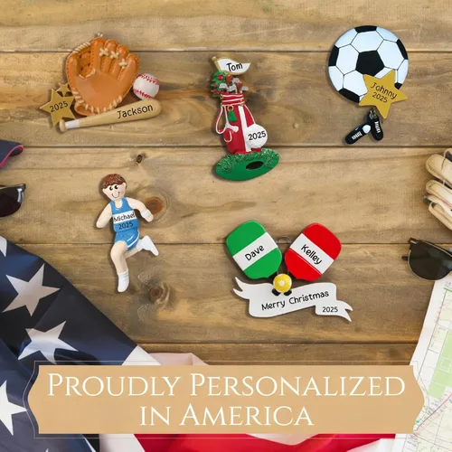 Miniatura 6 de Adorno de fútbol personalizado 2025 Personalización gratuita las 24 horas Adornos de Navidad deportivos grabados con láser para árbol Recuerdo