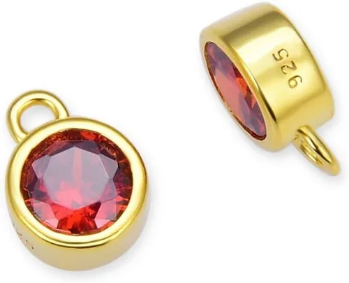 Miniatura 14 de Adabele Auténtico colgante de plata de ley chapada en oro amarillo de 18 quilates con circonia cúbica redonda pequeña de 4 mm y 6 mm, engastada