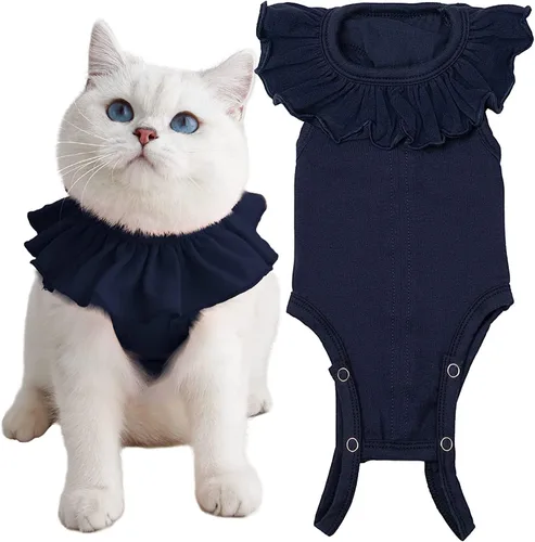 Miniatura 14 de Traje de recuperación para gatos para heridas abdominales y enfermedades de la piel, camisa quirúrgica transpirable de recuperación después
