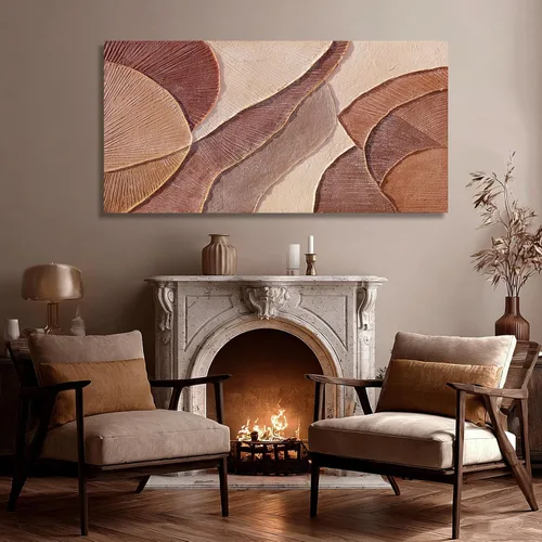 Miniatura 6 de Dolidoteart Arte de pared abstracto marrón beige, pintura al óleo pintada a mano para oficina, decoración de pared horizontal con textura grande