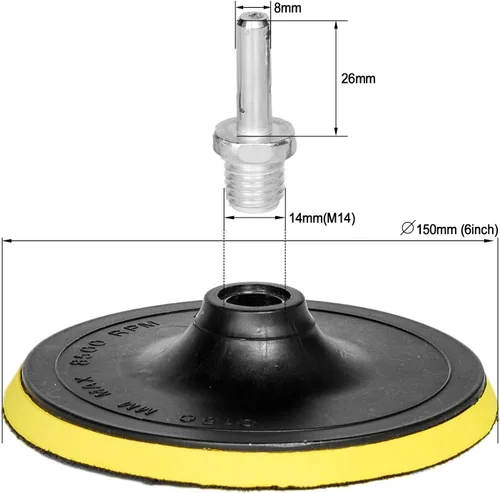 Miniatura 2 de HIFROM Almohadilla de respaldo de gancho y bucle de 6 pulgadas/5.906 in, pulidora orbital, almohadilla de lijado, adaptador de taladro M14