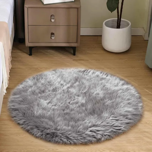 Miniatura 27 de Goolela Alfombra esponjosa de piel sintética de oveja sintética de 4 x 6 pies, color gris, para dormitorio, mesita de noche, alfombra suave de felpa