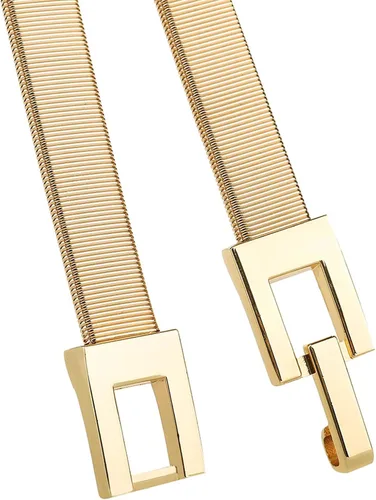 Miniatura 6 de Tanpie Cinturón ajustado para mujer, con cadena elástica de metal, dorado y plateado, Oro, plata