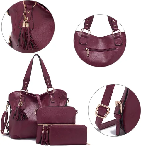 Miniatura 6 de Juego de carteras y carteras para mujer, bolso grande con cartera, 3