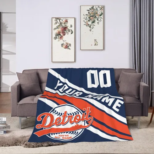 Miniatura 20 de Wream Manta personalizada para fanáticos de la cama, regalo de béisbol con nombre y número de ciudad de béisbol, manta de forro polar de invierno