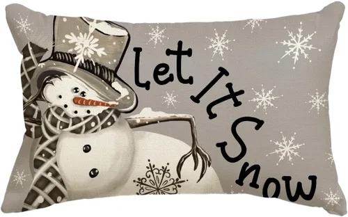 Miniatura 8 de AVOIN colorlife Funda de almohada de Navidad de invierno, diseño de lunares, muñeco de nieve I Smell, color negro nieve, 12 x 20 pulgadas