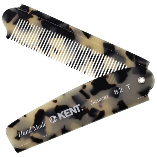 Miniatura 14 de Kent 82T Peine de bolsillo plegable hecho a mano para hombres, peine de dientes finos para peinar y alisar el cabello todos los días, para barba
