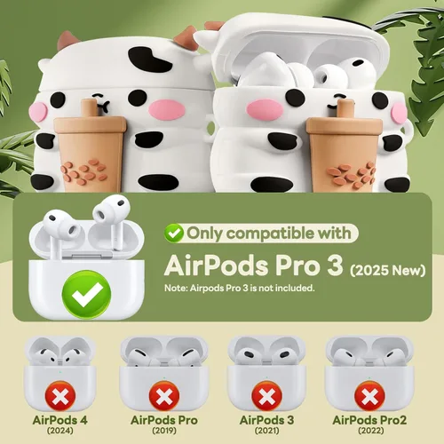Miniatura 3 de Funda Linda para AirPods Pro 3 Funda(2025) con Kit Limpiador, Graciosa Funda de Dibujos Animados 3D para Airpods Pro de 3ª Generación, Funda