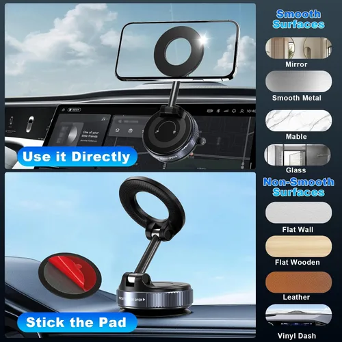 Miniatura 4 de Soporte magnético de teléfono al vacío para tu automóvil, soporte de teléfono ajustable de 360° para Magsafe con potente imán, soporte plegable