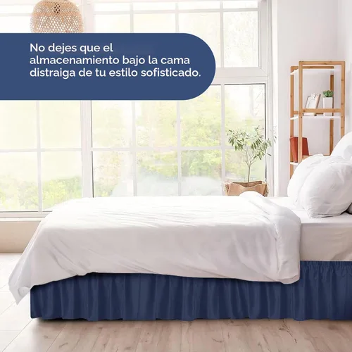 Miniatura 8 de Falda de cama envolvente con volantes, color azul marino, para camas de tamaño Queen con altura de 38 cm CGK Linens - Falda de cama plisada con tela