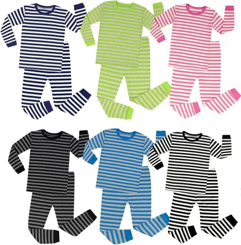 Miniatura 2 de TBUIALL Pijama de Navidad para niños y niñas con diseño de Papá Noel a rayas
