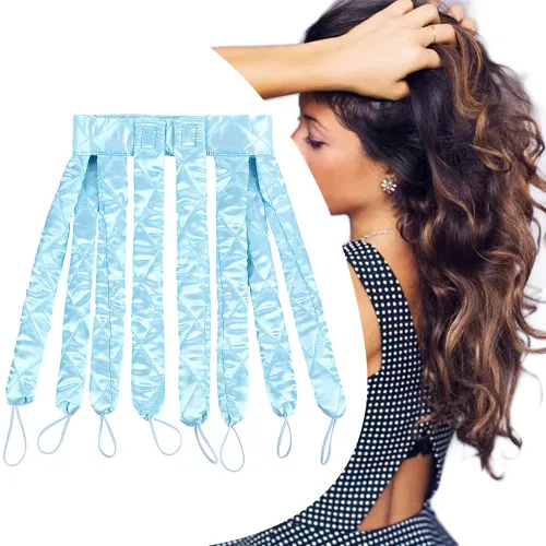 Diadema rizadora de cabello sin calor para mujeres y niñas, material de satén suave, amigable con la piel, rizos de cabello sin calor para cabello