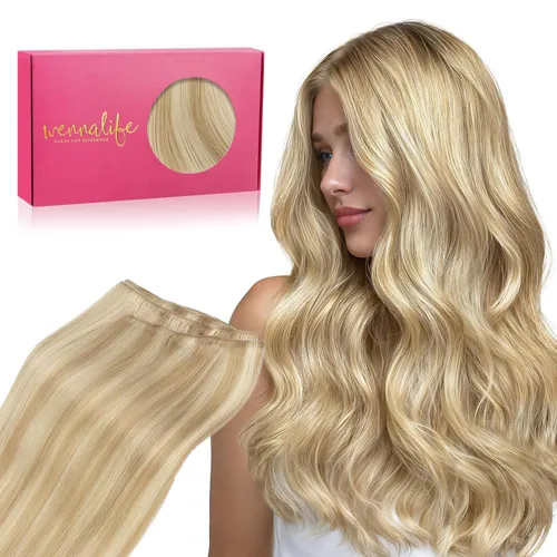 Miniatura 59 de WENNALIFE Extensiones de cabello humano real, 20 pulgadas, 3.53 onzas, color marrón chocolate, trama, cabello Remy atado a mano, extensiones