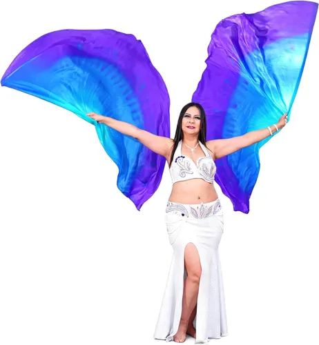 Winged Sirenny Banderas de seda de ala de ángel de adoración de 70 pulgadas con varillas flexibles, bandera de seda translúcida circular pintada a