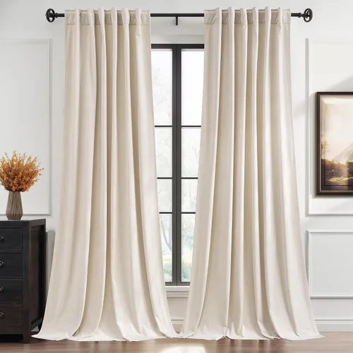 Miniatura 13 de StangH Cortinas de terciopelo rojo con pestaña trasera y cinturón de gancho, cortinas de privacidad con aislamiento térmico, decoración navideña
