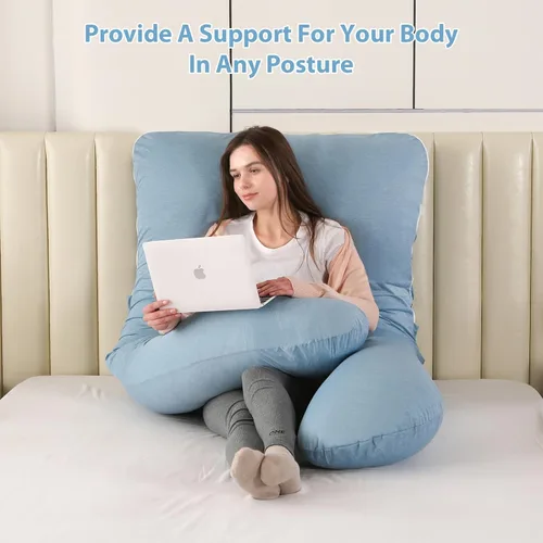 Miniatura 7 de Amagoing - Almohada de embarazo refrescante para dormir, almohada de maternidad en forma de U de cuerpo completo para mujeres con dolor de cadera