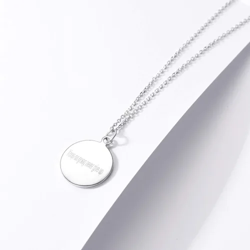 Miniatura 3 de SILVERCUTE Custom Initial Disc Necklace 925 Sterling Silver Minimalist Personalized CircleHeart Pendant Text Engravable with NameDateLocations Medal