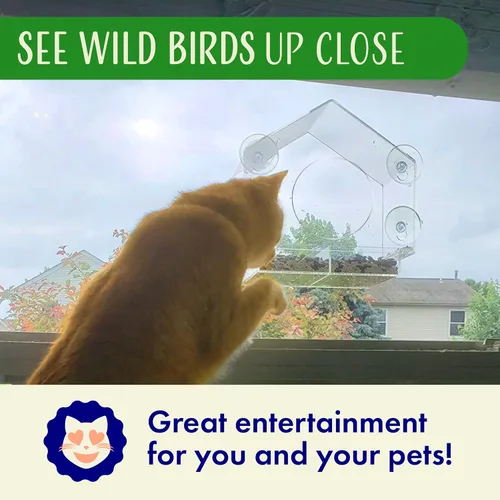 Miniatura 9 de Comederos de pájaros transparentes para ventanas con vista interior - Comedero de casa de pájaros con ventosas - Comedero de casa de pájaros