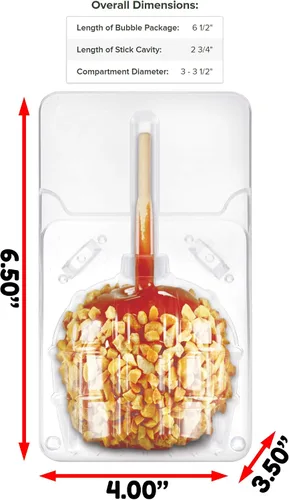 Miniatura 7 de Paquete de 50 recipientes transparentes de manzana confitada, cajas de embalaje de manzana dulce, manzanas caramelizadas, manzanas dulces