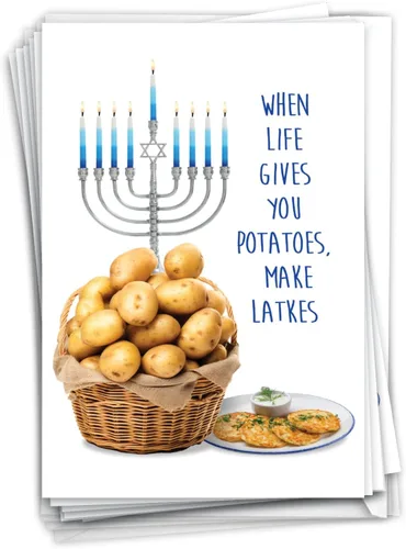 Miniatura 12 de NobleWorks - Perros de Hanukkah - 12 divertidas tarjetas de Janucá en caja - Juego a granel tarjetas navideñas judías, B2547HKG