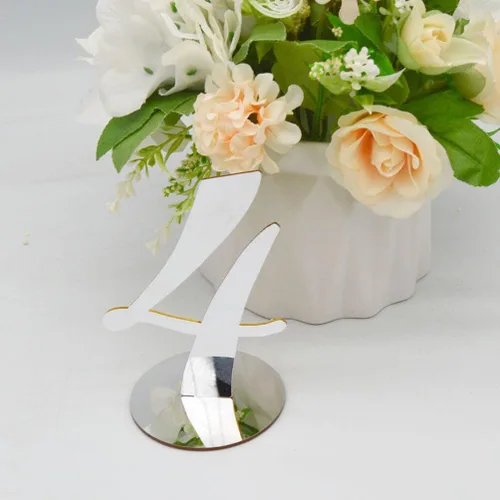 Miniatura 6 de NUOBESTY 10 piezas de acrílico para números de mesa, elegantes tarjetas de números de asiento de boda, reutilizables, decoración de mesa