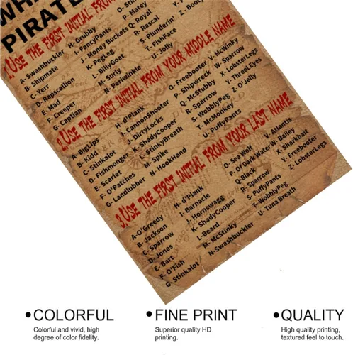 Miniatura 4 de EMOHAT Cartel de metal con texto en inglés "What is your pirate name" (What is your pirate name), cartel de metal para habitación, porche, cocina