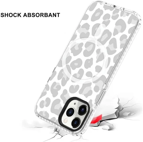 Miniatura 3 de SAKUULO Funda magnética para iPhone 11 Pro Max [Compatible con MagSafe] Patrón de Estampado de Leopardo Gris Claro Funda de Carga Inalámbrica