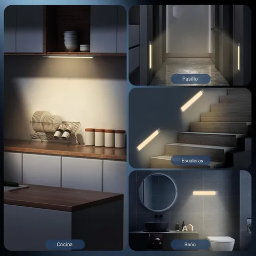 Miniatura 7 de MCGOR Iluminación bajo gabinete de 14.7 pulgadas, paquete de 2 luces recargables con sensor de movimiento para interiores, 5 niveles regulables, Luz