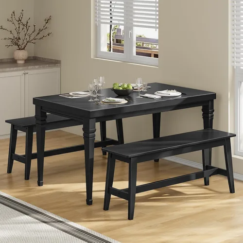 Miniatura 6 de HOOBRO Banco de comedor de bambú de 39.3 pulgadas, banco de mesa de cocina de granja, muebles de cocina y sala de estar, fácil de montar, resistente