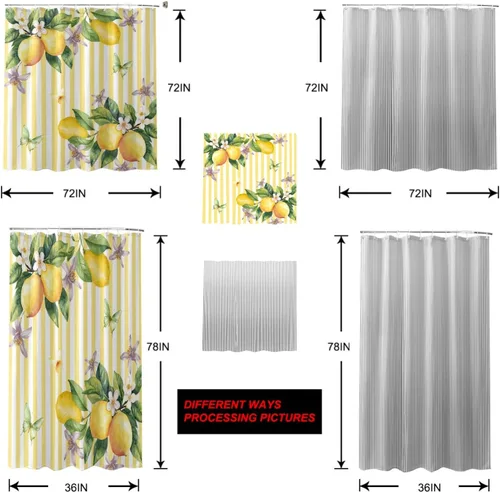 Miniatura 7 de YOKOU Cortina de ducha, flores silvestres con estampado floral de acuarela de primavera, plantas repelentes al agua, tela de poliéster, cortinas