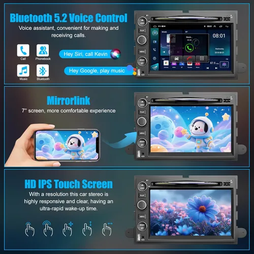 Miniatura 4 de Radio de coche con DVD/CD para Ford F150/F250/F350 2004-2014, pantalla táctil IPS de 7 pulgadas, estéreo para automóvil con CarPlay inalámbrico