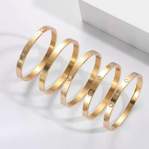 Miniatura 4 de 18K Gold Plated Love Friendship Bracelet with Cubic Zirconia Stones Bangle Cuff Best Gifts with Crystal for Mother's Day Valentine's Day Wedding