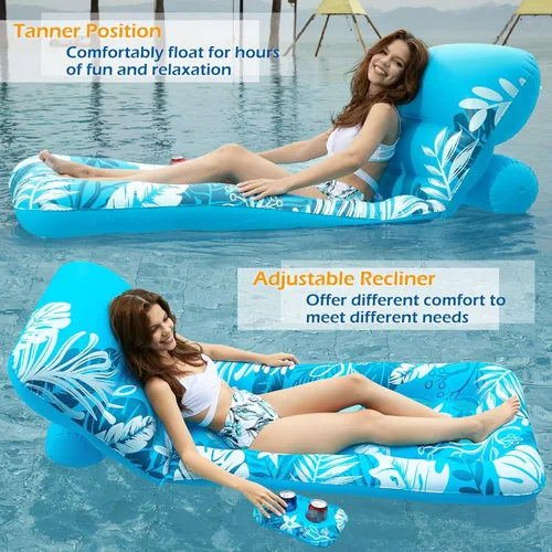 Miniatura 3 de Jasonwell Flotador Inflable para Piscina Adulto - Flotadores de Piscina Tumbona Flotadores Silla Flotante Balsa con Respaldo Ajustable Soporte