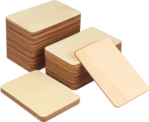 80 piezas rectangulares de madera sin terminar, azulejos de madera natural de 4 x 6 pulgadas para manualidades, pintura, tallado y decoración del