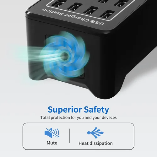 Miniatura 3 de Estación de carga USB de escritorio de 20 puertos - Cargador inteligente multifunción de 100 W para teléfonos inteligentes, tabletas y más