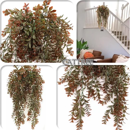 Miniatura 6 de CATTREE Vid colgante artificial, hojas de hiedra sintética, plantas de plástico, plantas de hojas falsas, plantas de hojas artificiales, resistentes