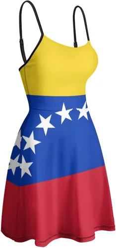 Miniatura 4 de Vestido de tirantes con bandera de Venezuela, a la moda, mini vestido de verano sin mangas para mujer
