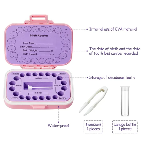 Miniatura 2 de Jetec Caja de dientes de bebé, recuerdo para niños, soporte de almacenamiento de dientes, organizador de dientes para niños, caja de hadas