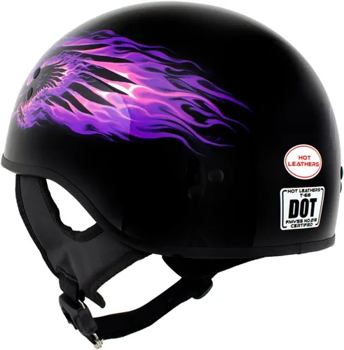 Miniatura 4 de Hot Leathers HLD1007 'Black Out Eagle' - Medio casco para motocicleta con diseño de calavera, color negro brillante, para hombres y mujeres, talla M