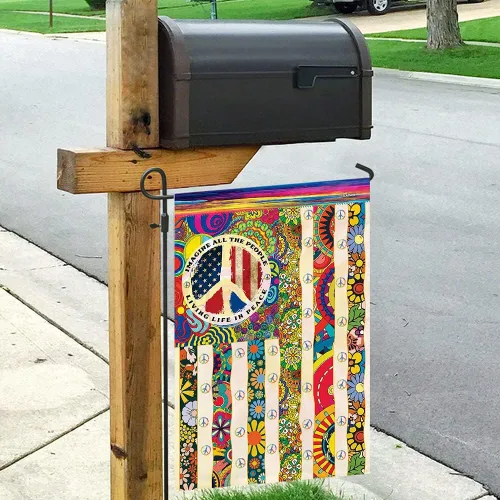 Miniatura 5 de Banderas PSL318F - Bandera hippie de personas que viven la vida en paz PSL318F, bandera de jardín (11.5 x 17.5 pulgadas), banderas de jardín de casa