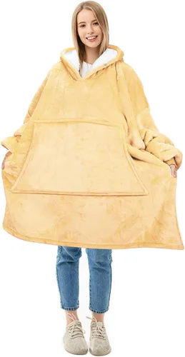 Miniatura 30 de Solaris Manta de gran tamaño con capucha y bolsillo para mascotas, cálida y súper suave y acogedora sudadera Sherpa con capucha para mujeres