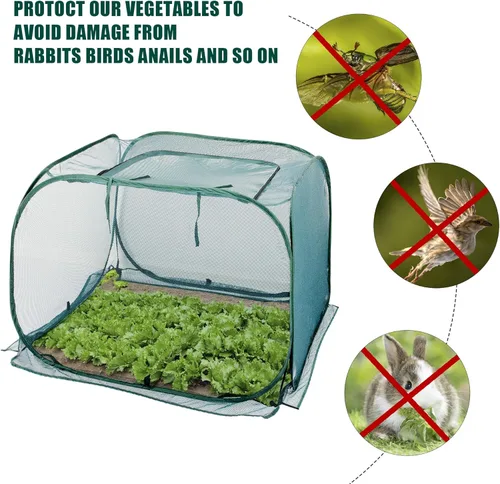Miniatura 3 de ANC POP Paquete de 3 cubiertas de malla desplegable para plantas, 40 x 40 x 30 pulgadas, protector de plantas para jardín elevado y cama de flores