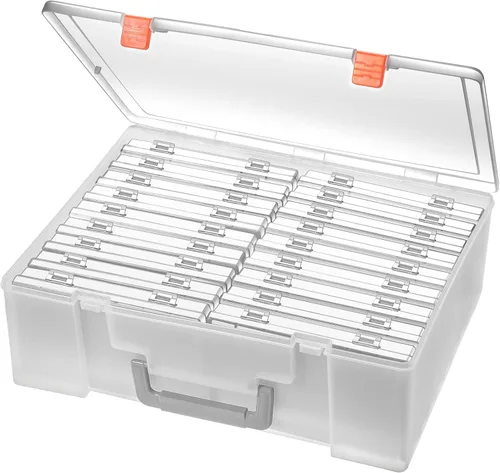 Caja de almacenamiento de fotos 4x6, 18 organizadores internos extra grandes sin ácido para guardar fotos, caja de almacenamiento de plástico para