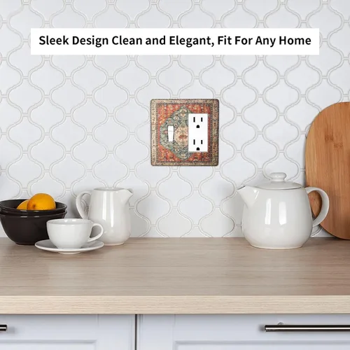 Miniatura 211 de Placa Decorativa de Pared de Granja Rústica con Cuerno de Madera para Puerta de Granero 1 Banda Duplex Cubiertas de Toma Eléctrica Soltera
