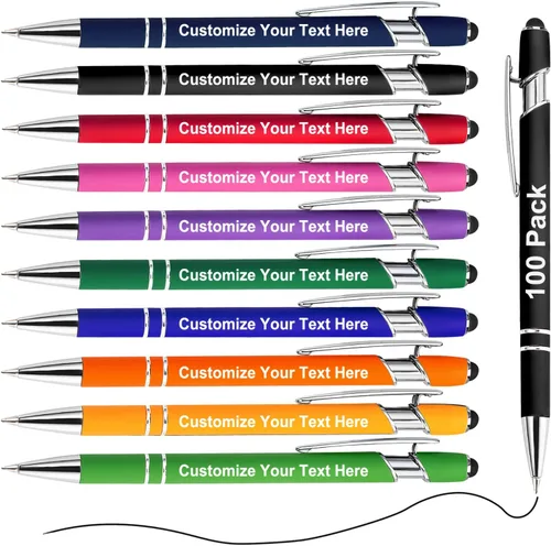 Miniatura 10 de Bolígrafos personalizados a granel, 10 bolígrafos personalizados con nombre, mensaje de texto, bolígrafo grabado personalizado con punta de lápiz