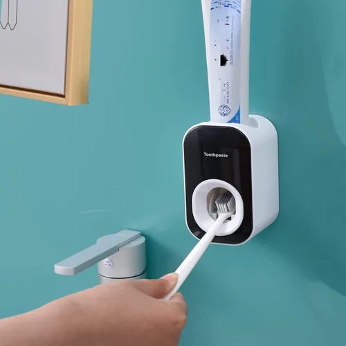 Dispensador automático de pasta de dientes montado en la pared para baño y ducha, exprimidor de pasta de dientes para adultos, niños y familia de